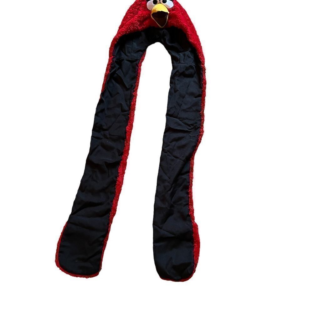 Angry Birds red hat with scarf & hand warmers attached.